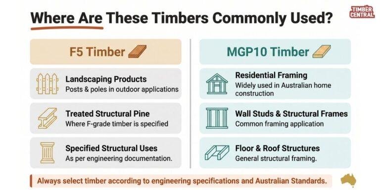 The F5 vs MGP10 choice should always be based on engineering specifications and Australian building requirements.