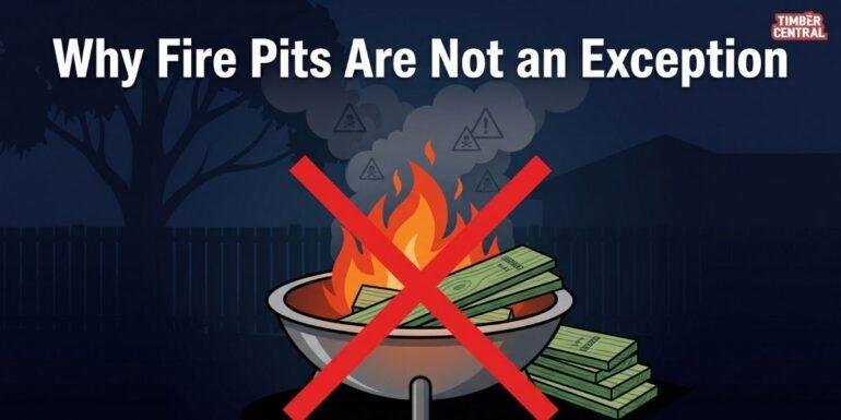 Treated pine should not be burned in fireplaces, wood heaters, fire pits, or outdoor bonfires